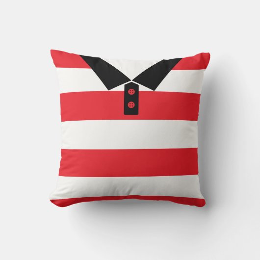 名前&ナンバーレッドラグビーストライプビーサッカーピロー クッション (正面)