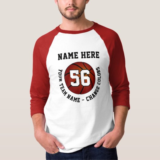 名前、ナンバー、チームのバスケットボールシャツ Tシャツ (正面)