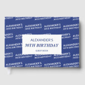  名前 ネイビーブルー 白 誕生日 ゲストブック (正面)