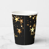 名前、ハッピーニューイヤーブラック&金ゴールド8ozまたは12oz 紙コップ (右)