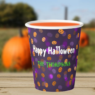 名前、ハッピーハローウィンニコニコ《写真》ぼけ味8oz 紙コップ