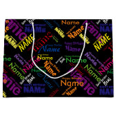 名前、ハッピーバースデーの大きいギフトバッグを加えて下さい ラージペーパーバッグ (正面)