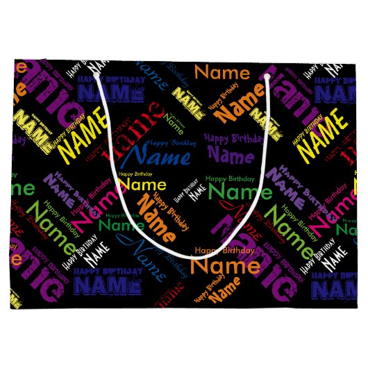 名前、ハッピーバースデーの大きいギフトバッグを加えて下さい ラージペーパーバッグ (裏面)