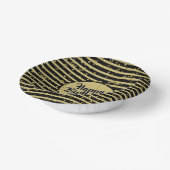 名前 | ハッピーバースデーブラック/金ゴールドシンプルストライプ ペーパーボウル (傾斜あり)