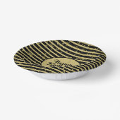 名前 | ハッピーバースデー金ゴールド/ホワイトシンプルストライプ ペーパーボウル (傾斜あり)