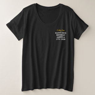 名前, ハッピー250周年アメリカ ブラックTシャツ プラスサイズTシャツ