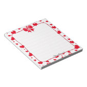 名前:バレンタイン赤いハートランダムパターン ノートパッド (アングル)