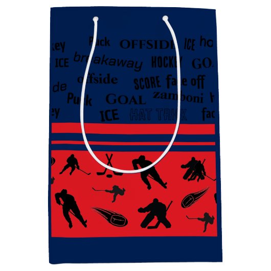 名前/パーソナライズされた番号ホッケー抱き枕 ミディアムペーパーバッグ (正面)