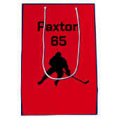 名前/パーソナライズされた番号ホッケー抱き枕 ミディアムペーパーバッグ (裏面)