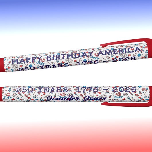 名前 パーソナル ファミリー ビジネス かわいい 4th of July インク 黒ボールペン