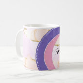 名前、ピンクかわいらし薄紫、混合メディア抽象芸術 コーヒーマグカップ (正面左)