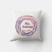 名前 ピンク ワインレッドの境界線 結婚式 披露宴 ブライドの名前 クッション (裏面)