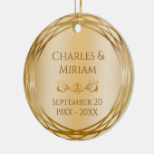 名前&フォトゴールデン50周年結婚記念ギフト セラミックオーナメント (左)