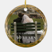 名前&フォトゴールデン50周年結婚記念ギフト セラミックオーナメント (裏面)
