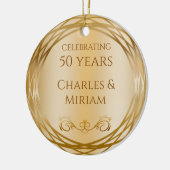 名前&フォトゴールデン50周年結婚記念ギフト セラミックオーナメント (左)