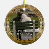 名前&フォトゴールデン50周年結婚記念ギフト セラミックオーナメント (裏面)