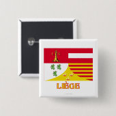 名前(フランス語)のLiègeの旗 缶バッジ (正面&裏面)