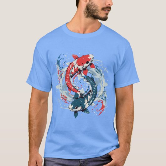 名前/フレーズを追加できる鯉の魚デザイン Tシャツ (正面)