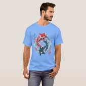 名前/フレーズを追加できる鯉の魚デザイン Tシャツ (正面フル)
