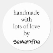 名前 ブラック ホワイト 手作りの愛を込めて ラウンドシール (正面)