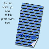 名前、ブルース、およびブラックの追加ストライプ方法 ビーチタオル