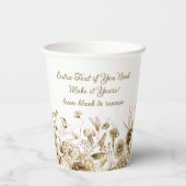 名前、ベビーシャワー、追加文字、縁どフローラ8oz 紙コップ (裏面)