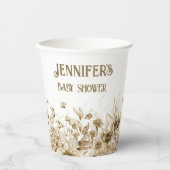 名前、ベビーシャワー、追加文字、縁どフローラ8oz 紙コップ (正面)
