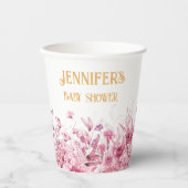 名前、ベビーシャワー、追加文字、縁どフローラ8oz 紙コップ (正面)