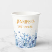 名前、ベビーシャワー、追加文字、縁どフローラ8oz 紙コップ (正面)