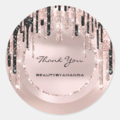 名前 メイクアップアーティスト ありがとう ドリップス ローズ グリッター ラウンドシール (正面)