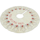 名前：メリークリスマスフィリグリーエンジェルレッド/クリーム ブラッシュドポリエステルツリースカート (アングル)