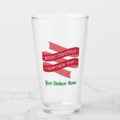 名前、メリークリスマス、ハッピーニューイヤー16oz Pint タンブラーグラス (正面)
