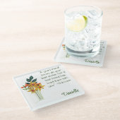 名前、モダン紙クイル花、友情 ガラスコースター (アングル)