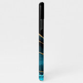 名前&モノグラム、ティール（緑がかった色）ブラックアゲート、金ゴールドティール（緑がかった色）文字 iPhoneケース (右側)