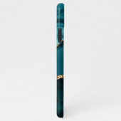 名前&モノグラム、ティール（緑がかった色）ブラックアゲート、金ゴールドホワイト文字 iPhoneケース (右側)