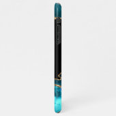 名前&モノグラム、ティール（緑がかった色）ブラックアゲート、金ゴールドホワイト文字 iPhoneケース (左側)