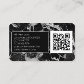 名前/モノグラム、QRコード、黒/灰色の大理石Vs2 名刺 (裏面)