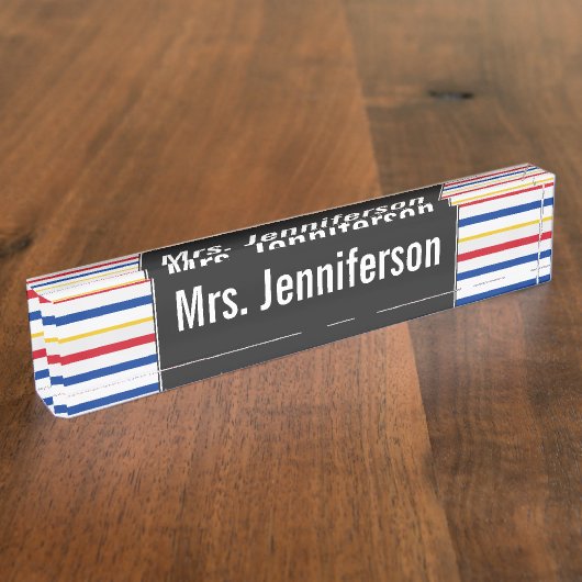 名前 + リンクインスパイアアイスホッケー競技場は縞で飾ります デスクネームプレート (側面)