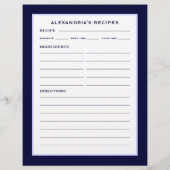 名前+レシピページ |ネイビシンプルー&ホワイト (裏面)