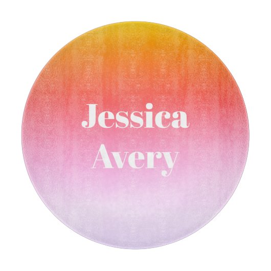 名前 |レトロモダンスタイルの文字カラフル グラデーション カッティングボード (正面)