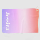 名前 |レトロモダンスタイルの文字カラフル グラデーション ゴルフタオル (横)