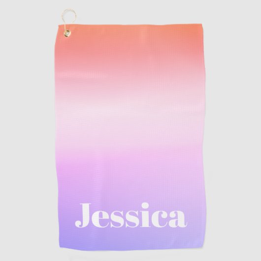名前 |レトロモダンスタイルの文字カラフル グラデーション ゴルフタオル (正面)