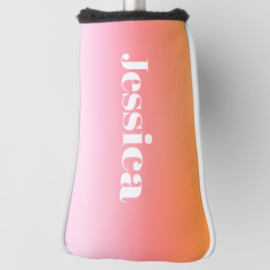 名前 |レトロモダンスタイルの文字カラフル グラデーション ゴルフヘッドカバー (回転90)