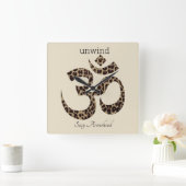 名前, レパード柄, オムシンボル, 10.75インチ スクエア壁時計 (ホーム)