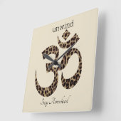 名前, レパード柄, オムシンボル, 10.75インチ スクエア壁時計 (傾斜)