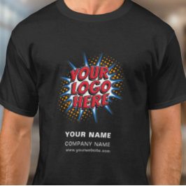 名前、ロゴ、ビジネスのアップロードテンプレート – 黒 Tシャツ