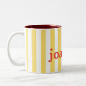 名前/ヴィンテージクラシック黄/白ストライプ色 ツートーンマグカップ (左)
