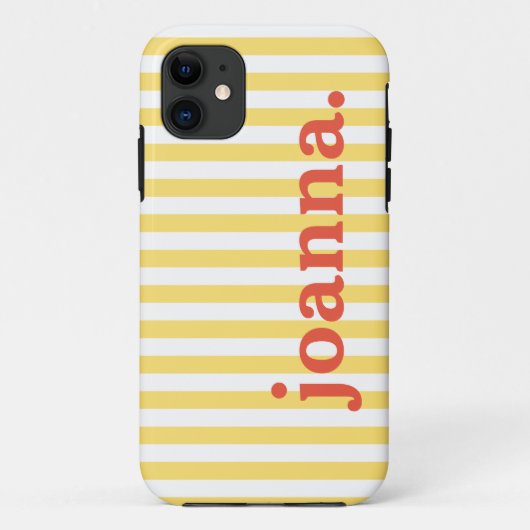 名前/ヴィンテージクラシック黄/白ストライプ色 Case-Mate iPhoneケース (裏面)