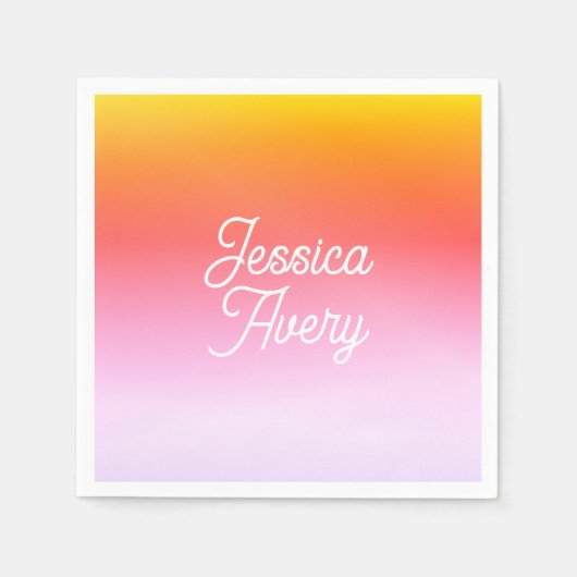 名前 |ヴィンテージスタイル文字カラフル グラデーション スタンダードカクテルナプキン (正面)