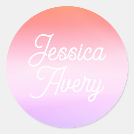 名前 |ヴィンテージスタイル文字カラフル グラデーション ラウンドシール (正面)